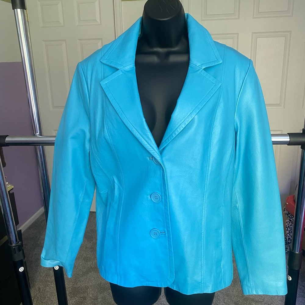 turquoise Dialogue 100% leather jacket